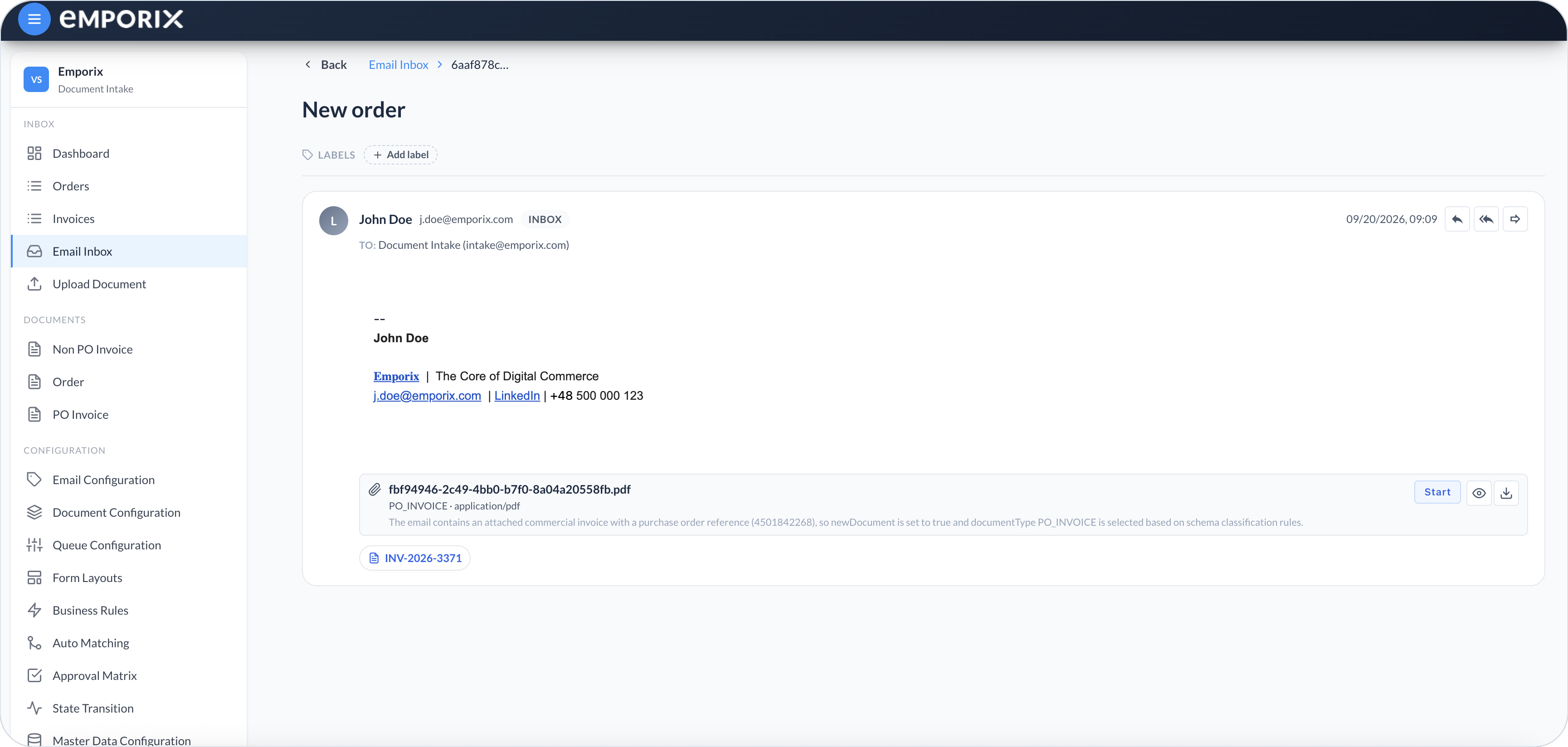 Email detail